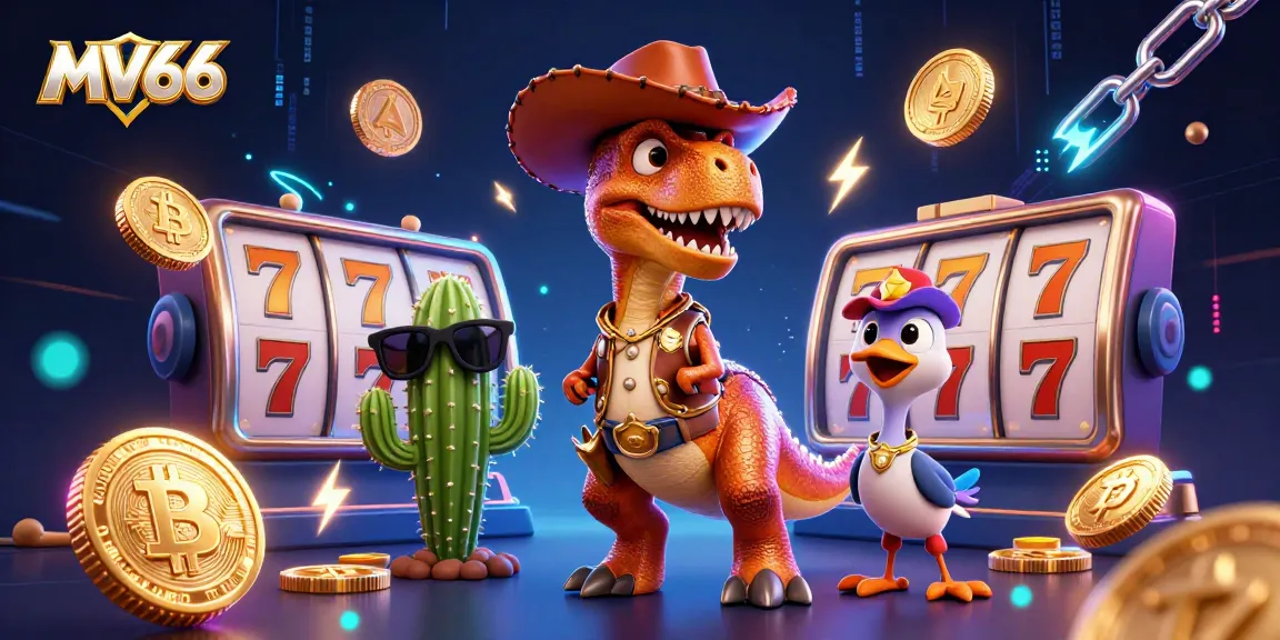 Experience thrilling slots with MV66, featuring vibrant characters and casino elements in an exciting scene.